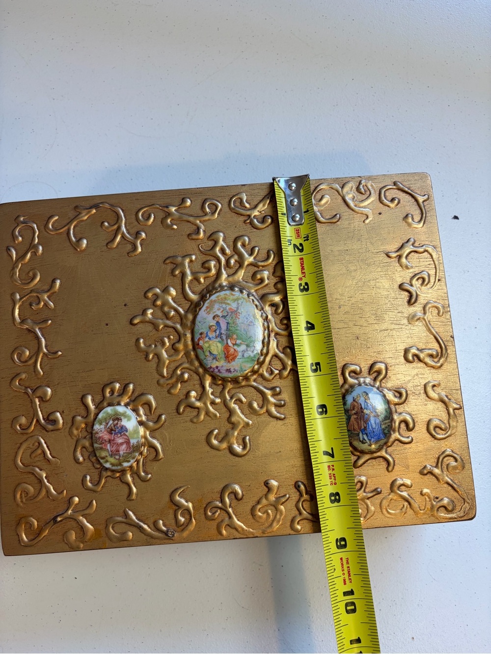 Vintage 1970s Gold Wood Jewelry Trinket Box Romantic Rococo Victorian Style mcm - Picture 11 of 12